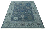 Charcoal and Silver Hand knotted Traditional Oushak Custom Made wool Area Rug