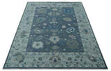 Charcoal and Silver Hand knotted Traditional Oushak Custom Made wool Area Rug