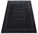 Charcoal Center Pattern Hand Loomed Wool Area Rug