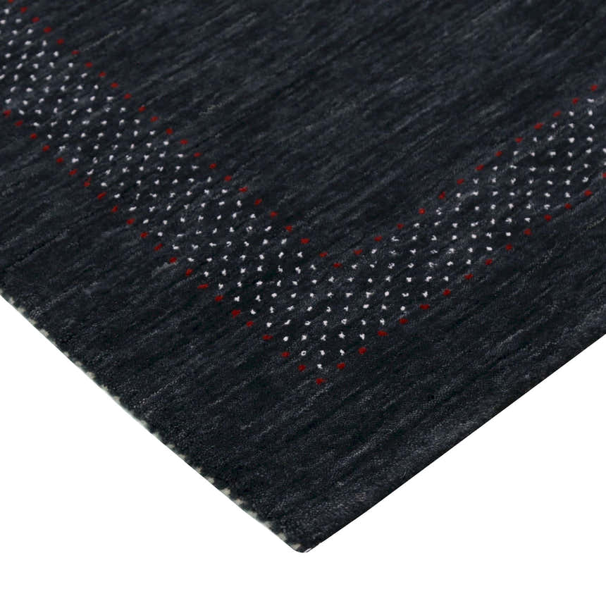 Charcoal Center Pattern Hand Loomed Wool Area Rug