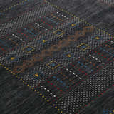 Charcoal Center Pattern Hand Loomed Wool Area Rug