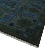 Charcoal, Gray, Green and Blue Neon look Traditional Heriz Medallion Multi Size wool Area Rug