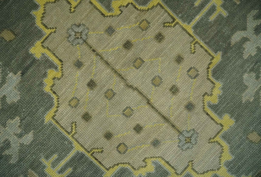 Charcoal, Olive and Mustard Hand knotted Oriental Oushak Custom Made wool Area Rug