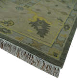 Charcoal, Olive and Mustard Hand knotted Oriental Oushak Custom Made wool Area Rug