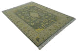 Charcoal, Olive and Mustard Hand knotted Oriental Oushak Custom Made wool Area Rug