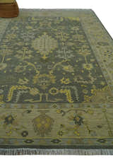 Charcoal, Olive and Mustard Hand knotted Oriental Oushak Custom Made wool Area Rug