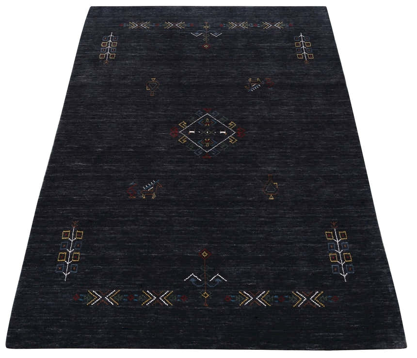 Charcoal Tribal Center Medallion Hand Loomed Wool Area Rug