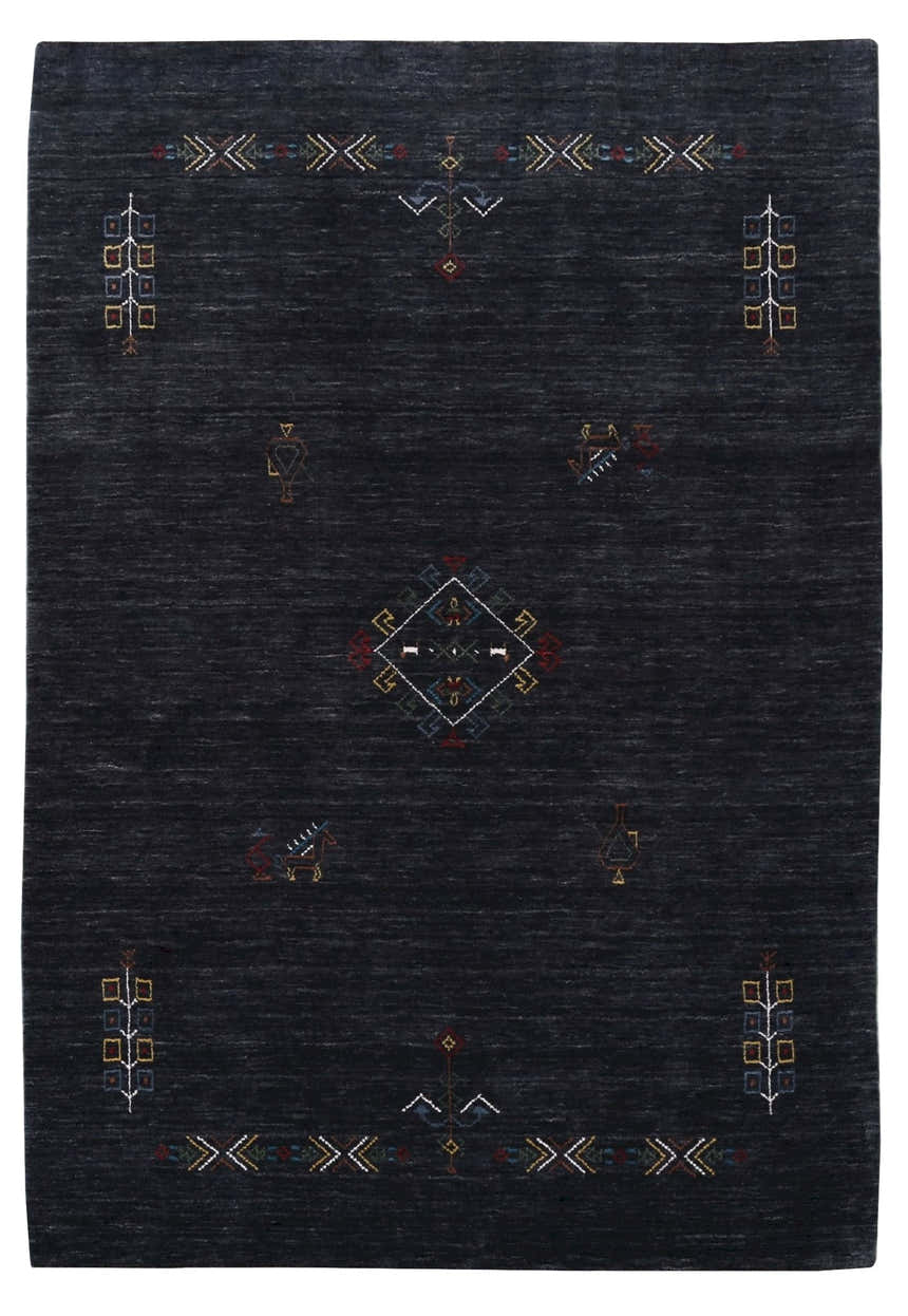Charcoal Tribal Center Medallion Hand Loomed Wool Area Rug