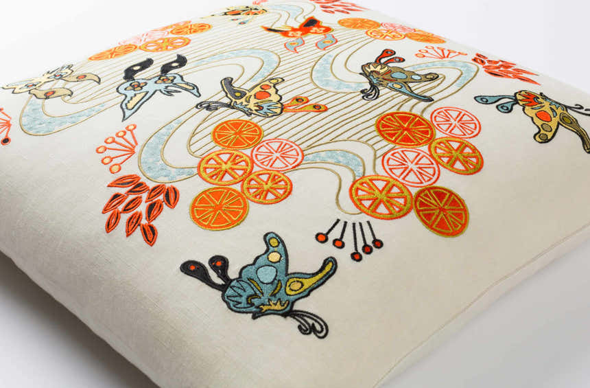 Ranburne White Orange Floral Accent Pillow - Clearance