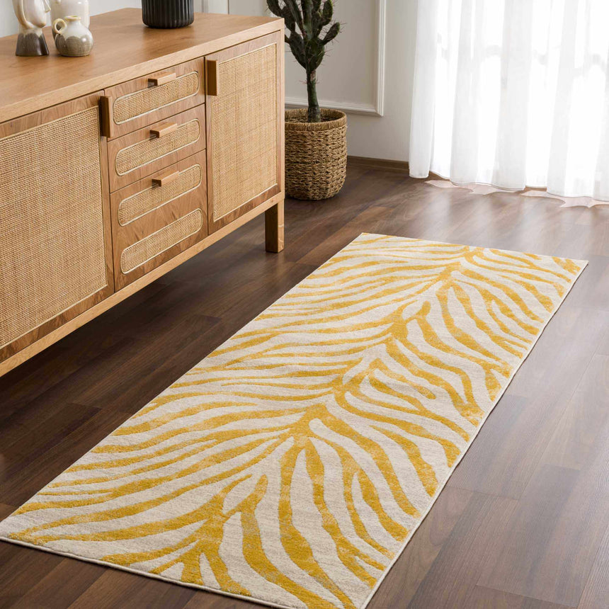 Yellow Terra Zebra Print Area Rug - Clearance