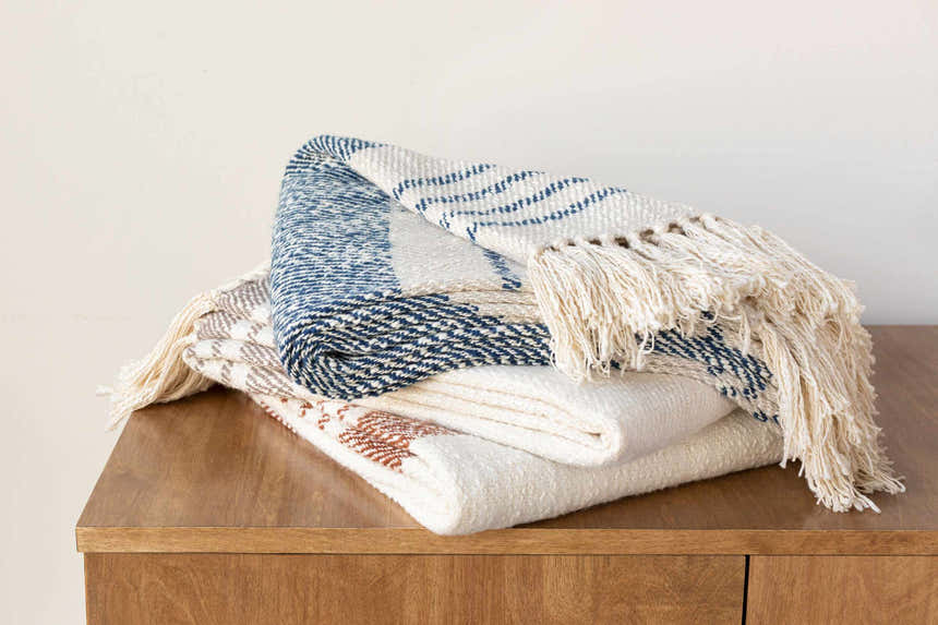 Medomak Cotton Throw Blanket with tassels