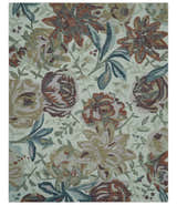 Colorful Ivory, Olive and Brown 8x10 Floral Design Hand Tufted wool Rug