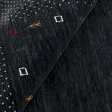 Contemporary Charcoal Gabbeh Border Hand Loomed Wool Area Rug