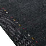 Contemporary Charcoal Gabbeh Border Hand Loomed Wool Area Rug