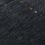 Contemporary Charcoal Gabbeh Border Hand Loomed Wool Area Rug