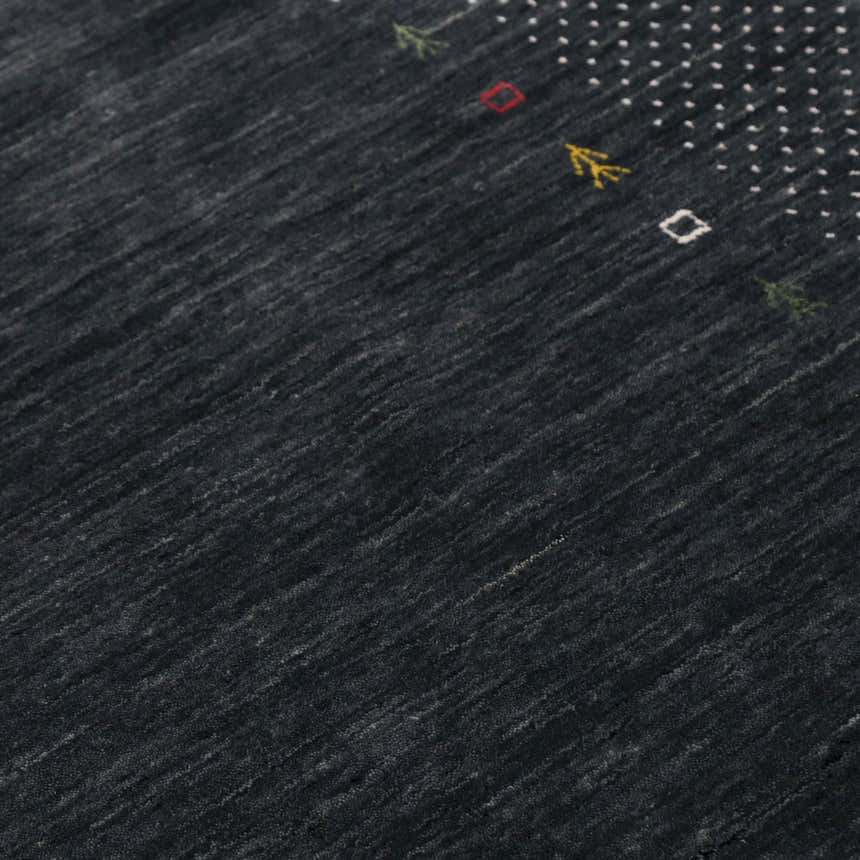 Contemporary Charcoal Gabbeh Border Hand Loomed Wool Area Rug