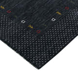 Contemporary Charcoal Gabbeh Border Hand Loomed Wool Area Rug