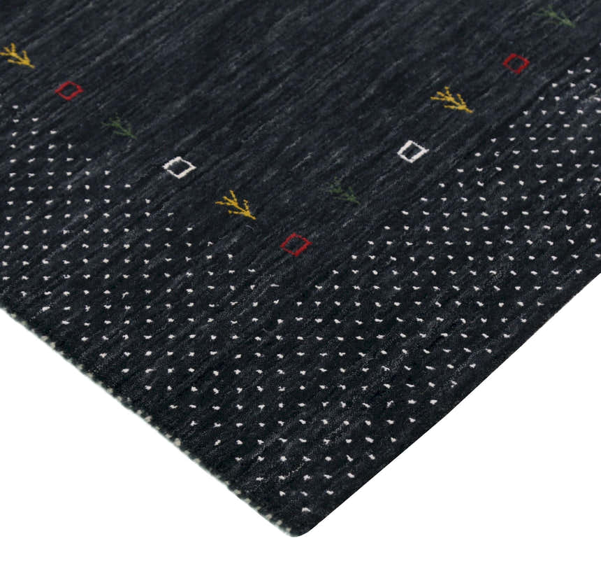 Contemporary Charcoal Gabbeh Border Hand Loomed Wool Area Rug