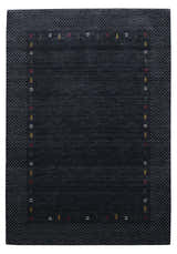 Contemporary Charcoal Gabbeh Border Hand Loomed Wool Area Rug