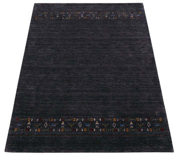 Contemporary Design Charcoal Hand Loomed Wool Area Rug