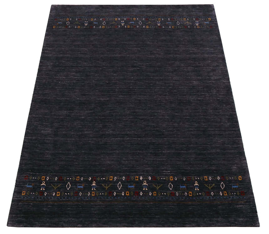 Contemporary Design Charcoal Hand Loomed Wool Area Rug