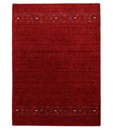 Contemporary Red Hand Loomed Wool Area Rug