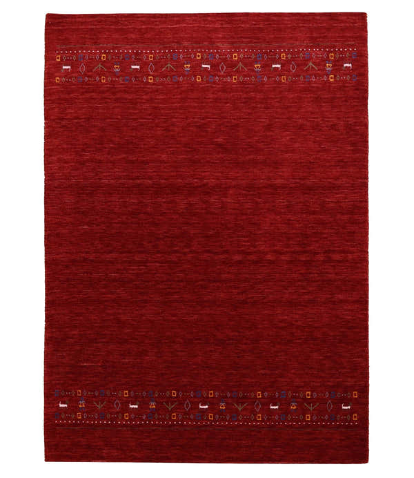 Contemporary Red Hand Loomed Wool Area Rug