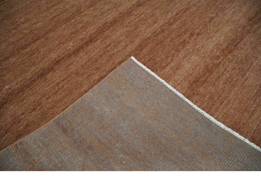 Contemporary Solid Brick Red Hand knotted Custom Made wool Area Rug