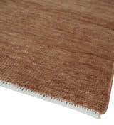 Contemporary Solid Brick Red Hand knotted Custom Made wool Area Rug