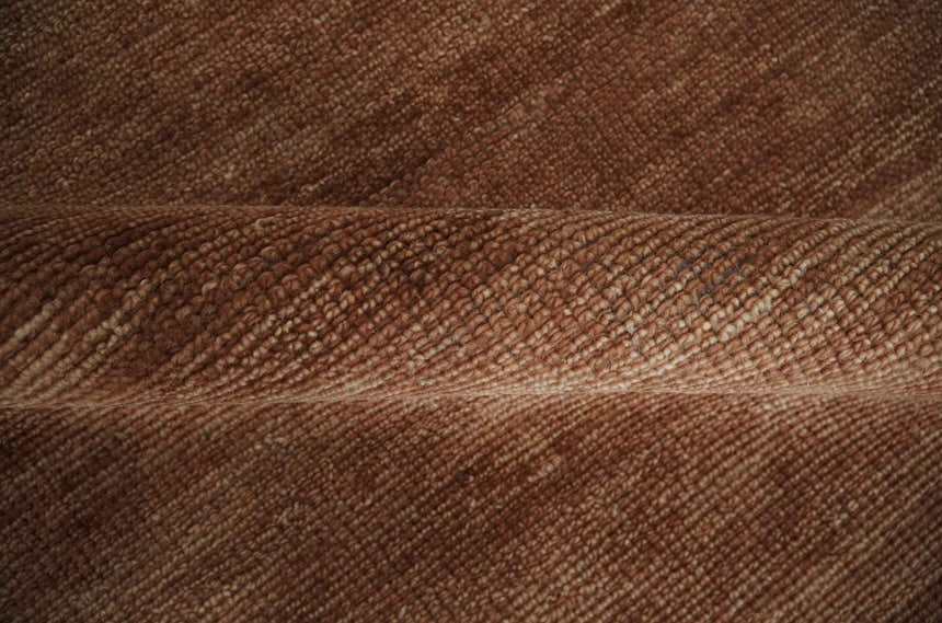 Contemporary Solid Brick Red Hand knotted Custom Made wool Area Rug