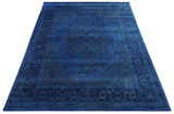 Traditional Design Overdyed Blue Hand Tufted Wool Area Rug