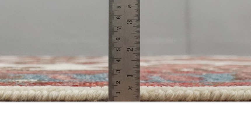 Coral Rust and Ivory Hand Knotted Traditional Heriz Serapi Multi Size Wool area Rug