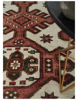 Coral Rust and Ivory Hand Knotted Traditional Heriz Serapi Multi Size Wool area Rug