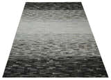 Custom Made Cowhide Leather Striped Gray and Silver Leather Rug, Modern Rug