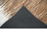 Modern Stripes Cowhide Leather Striped Tan Brown and Ivory Leather Multi Size Area Rug
