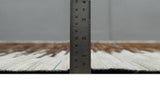Modern Stripes Cowhide Leather Striped Tan Brown and Ivory Leather Multi Size Area Rug
