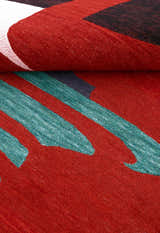 Crimson Eclipse Red And Black Hand Tufted 5x8 Wool Area Rug