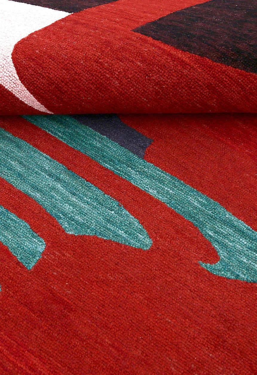 Crimson Eclipse Red And Black Hand Tufted 5x8 Wool Area Rug
