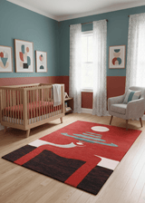 Crimson Eclipse Red And Black Hand Tufted 5x8 Wool Area Rug