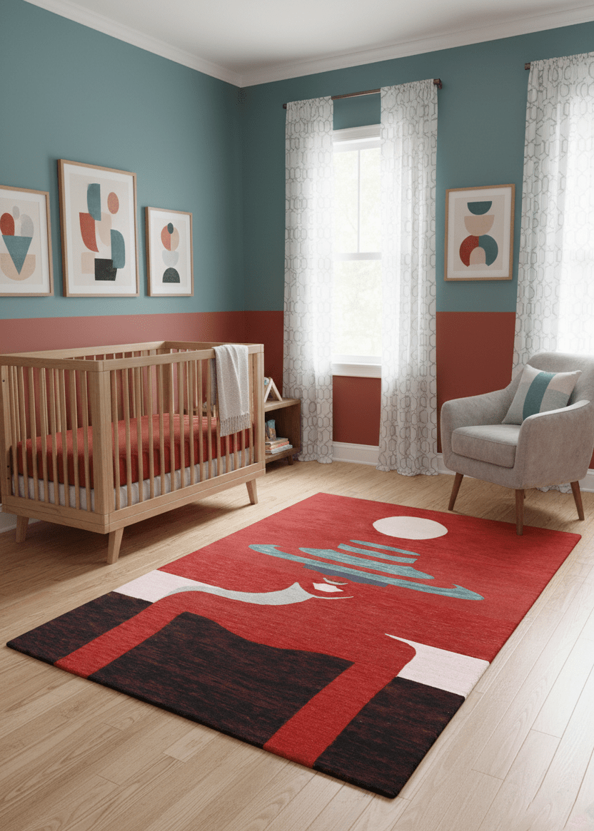 Crimson Eclipse Red And Black Hand Tufted 5x8 Wool Area Rug