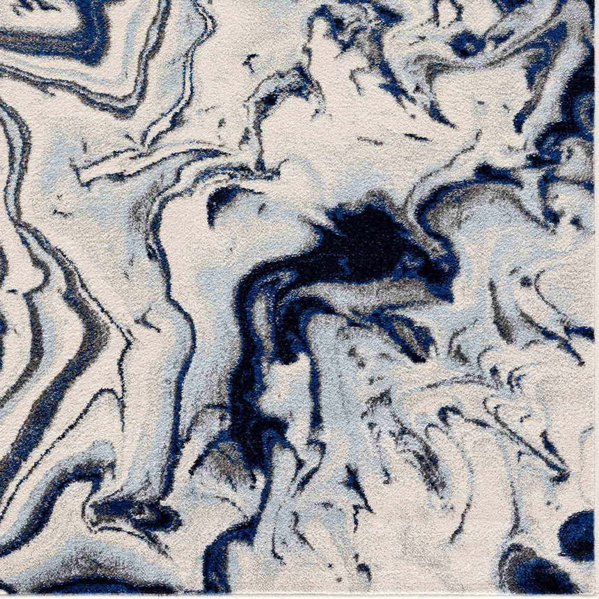 Sample Glendon Cream Blue Marble Rug - Clearance