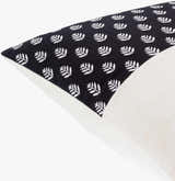 Arbex Black and Off White Botanical Color Block Modern Cotton Accent Pillow - Clearance