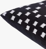 Bruska Black and Off White Brushstroke Square Pattern Modern Cotton Accent Pillow - Clearance