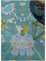 Custom Made Antique Blue Traditional Oushak Design Hand Knotted Wool Area Rug