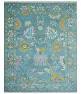 Custom Made Antique Blue Traditional Oushak Design Hand Knotted Wool Area Rug