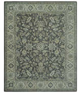 Custom Made Antique Design Charcoal and Beige Traditional Floral Hand Tufted rug