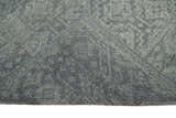 Custom Made Antique Finish Hand knotted Silver and Charcoal Wool Area Rug, Kids, Living Room and Bedroom Rug