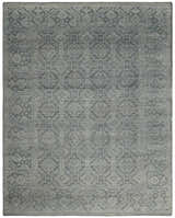 Custom Made Antique Finish Hand knotted Silver and Charcoal Wool Area Rug, Kids, Living Room and Bedroom Rug