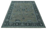 Custom Made Antique look Gray, Charcoal and silver Oriental Oushak wool Area Rug
