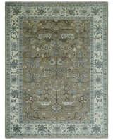 Custom Made Antique look Hand Knotted Beige, Ivory and Silver Oriental Oushak Multi Size Traditional Wool Area Rug